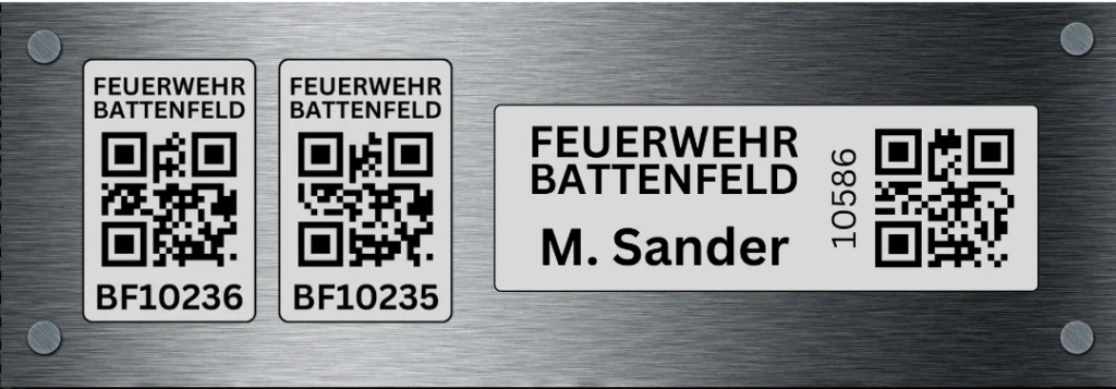 Musteretikett Feuerwehr Geräteetiketten
